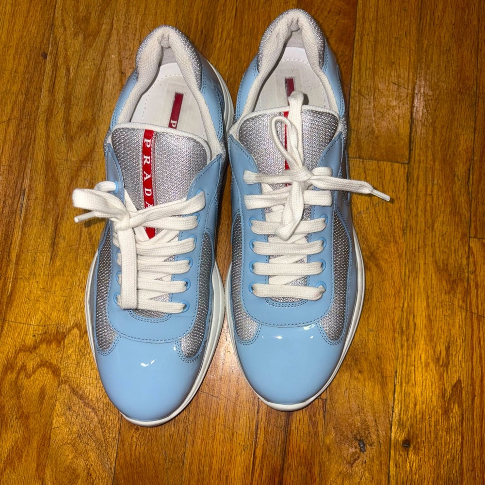 Patent leather and technical fabric Prada America's Cup sneakers